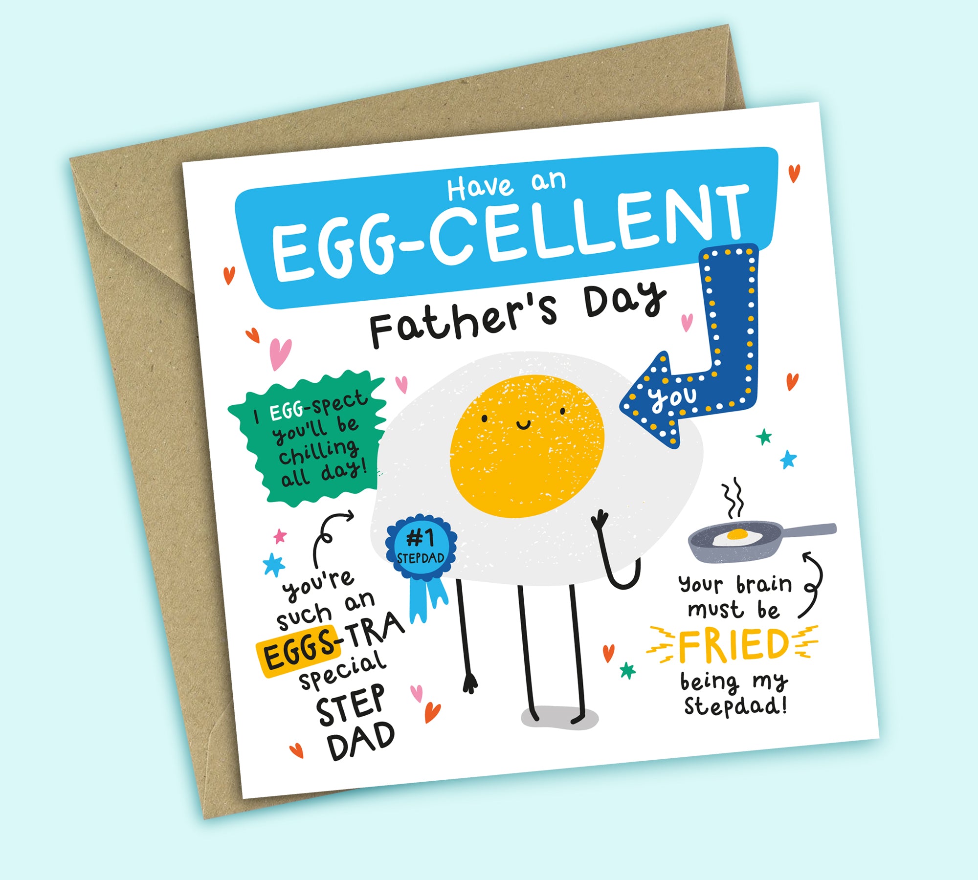Funny Father's Day Card • Have An Egg-cellent Father's Day • Egg Joke • For Stepdad