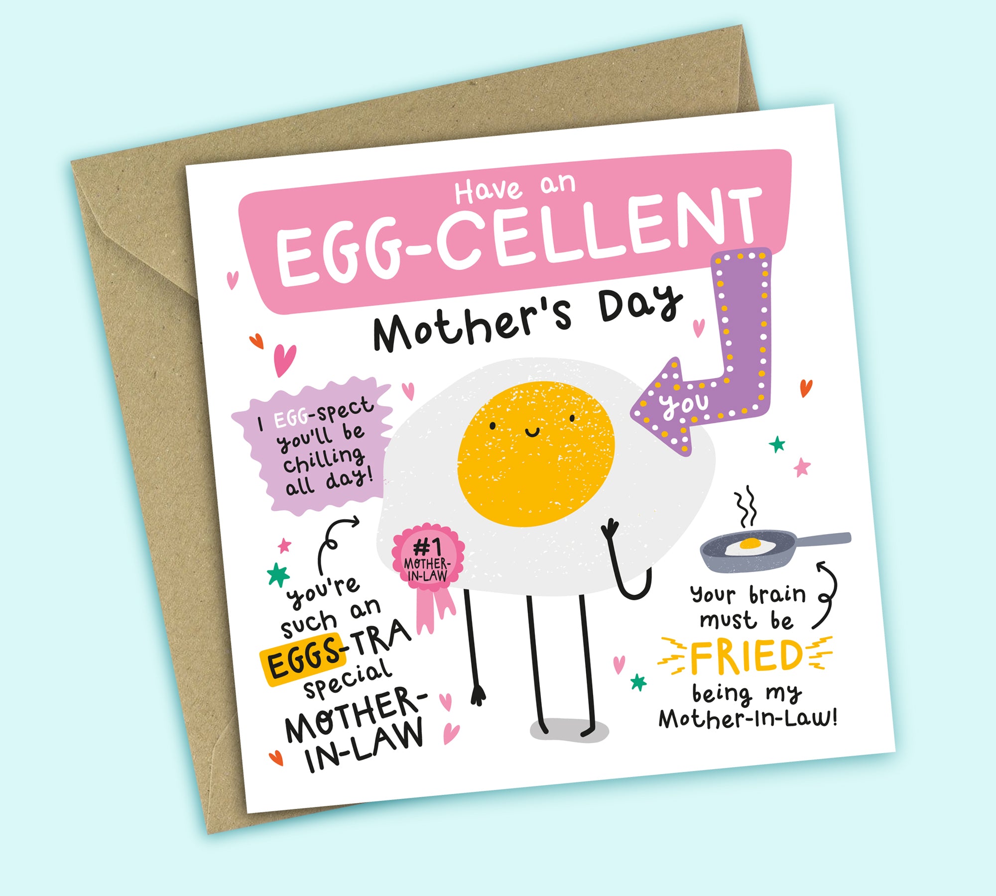 Funny Mother In Law Mother's Day Card • Have An Egg-cellent Mother's Day • Egg Joke • For Mother-In-Law
