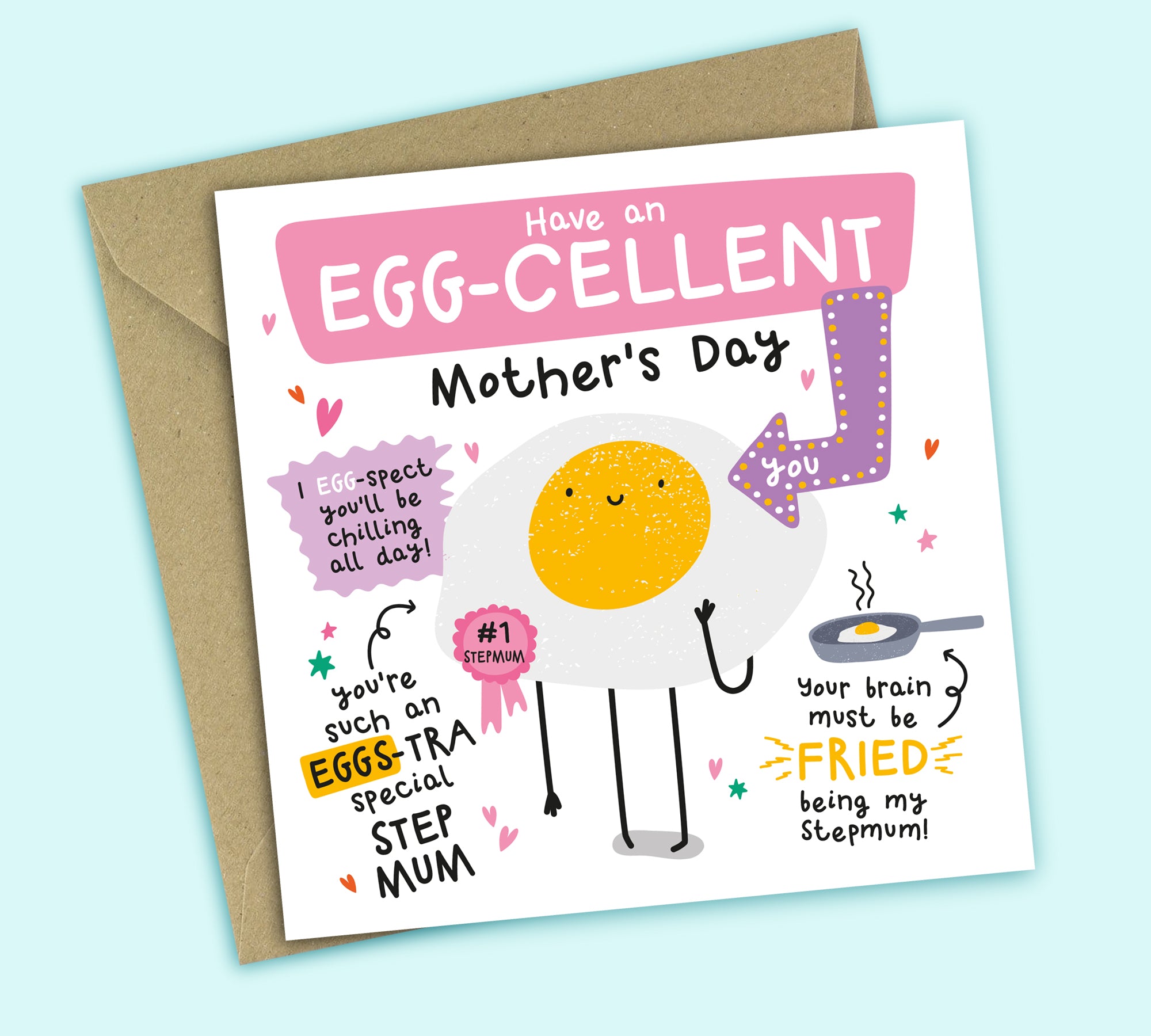 Funny Stepmum Mother's Day Card • Have An Egg-cellent Mother's Day • Egg Joke • For Stepmum