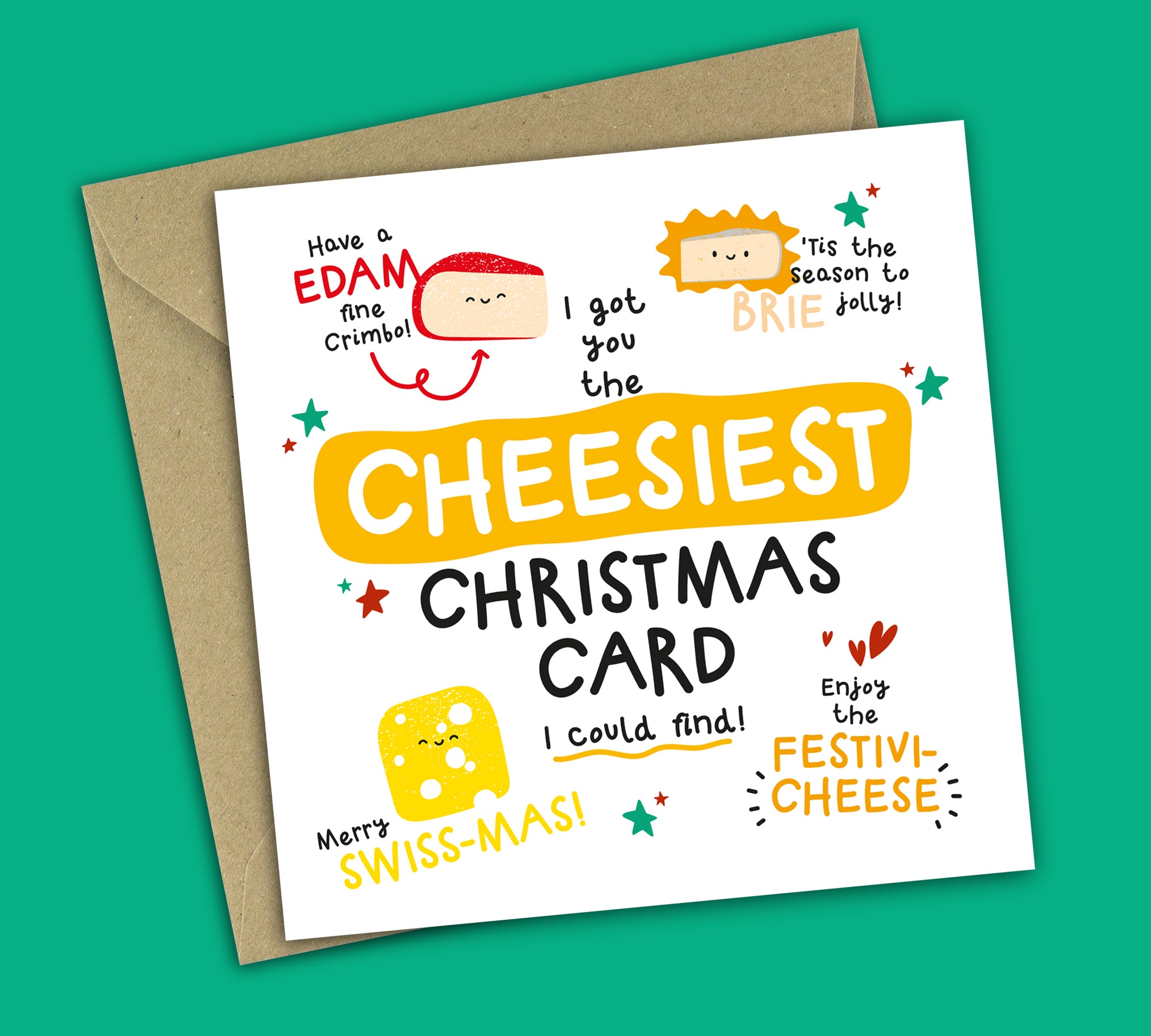 Funny Christmas Card • Cheesiest Christmas • Cheese Puns • For Friend