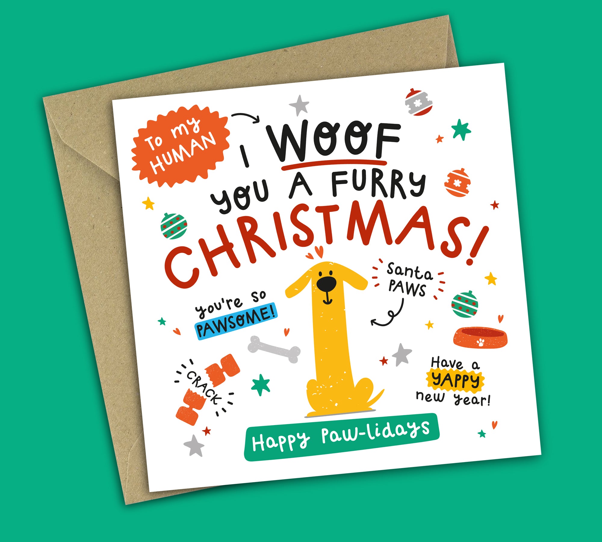 Funny Christmas Card • From The Dog • Dog Puns