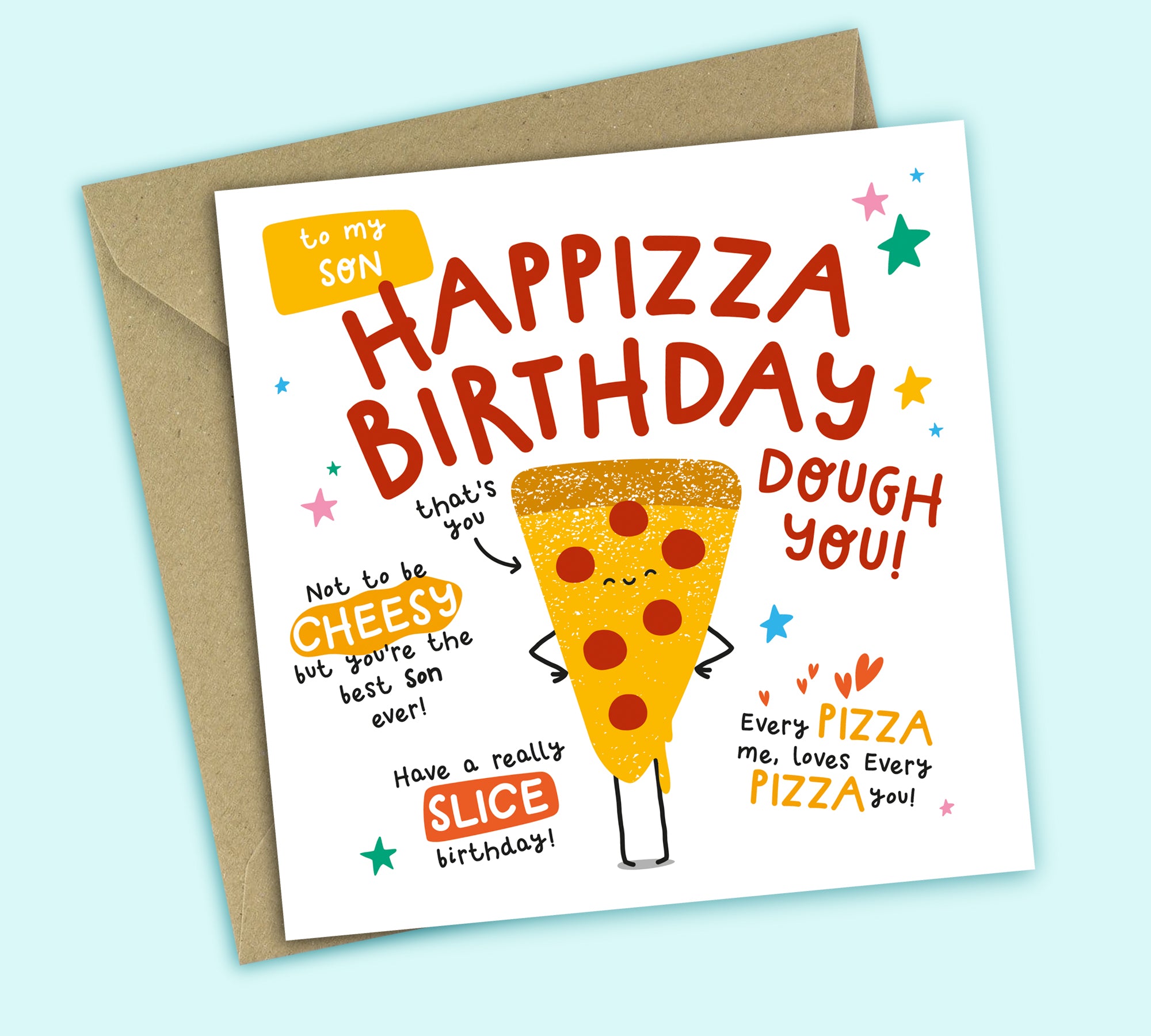 Funny Birthday Card • Happizza Birthday • Pizza Food Pun • For Son