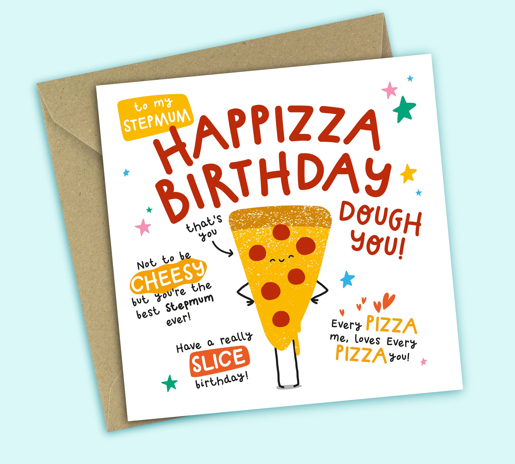 Funny Birthday Card • Happizza Birthday • Pizza Food Pun • For Stepmum