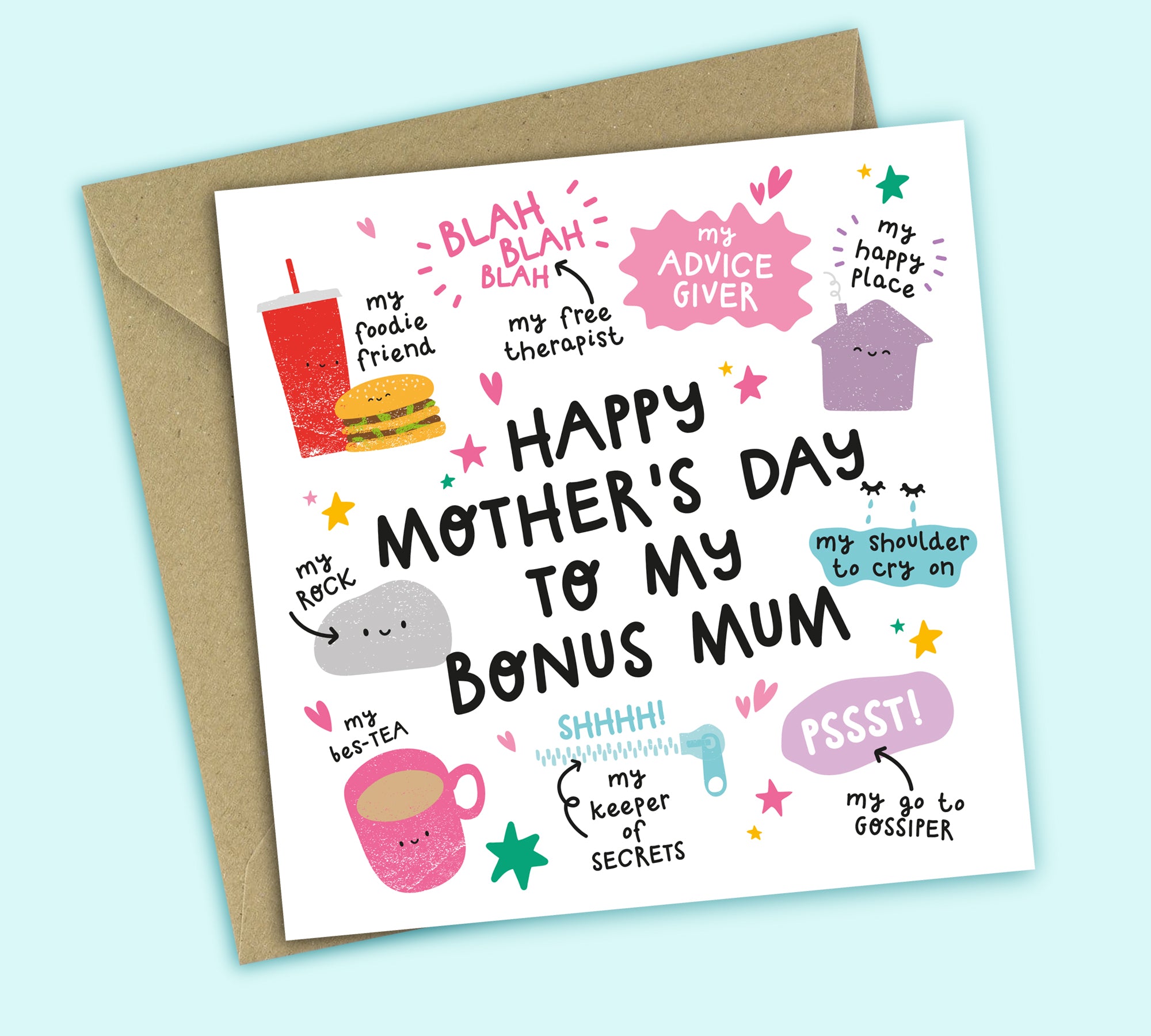 Funny Mother's Day Card • All The Things You Are • For Stepmum • Bonus Mum