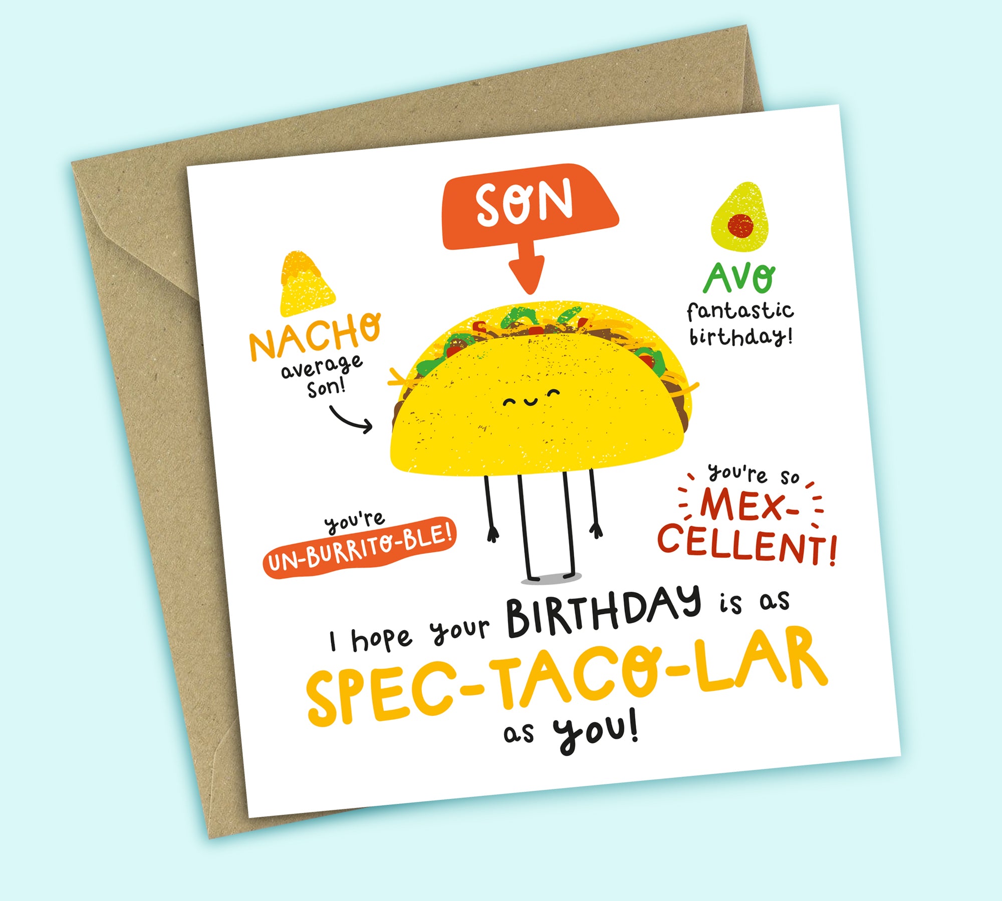 Funny Birthday Card • Spectacular Birthday • Mexican Food Pun • For Son