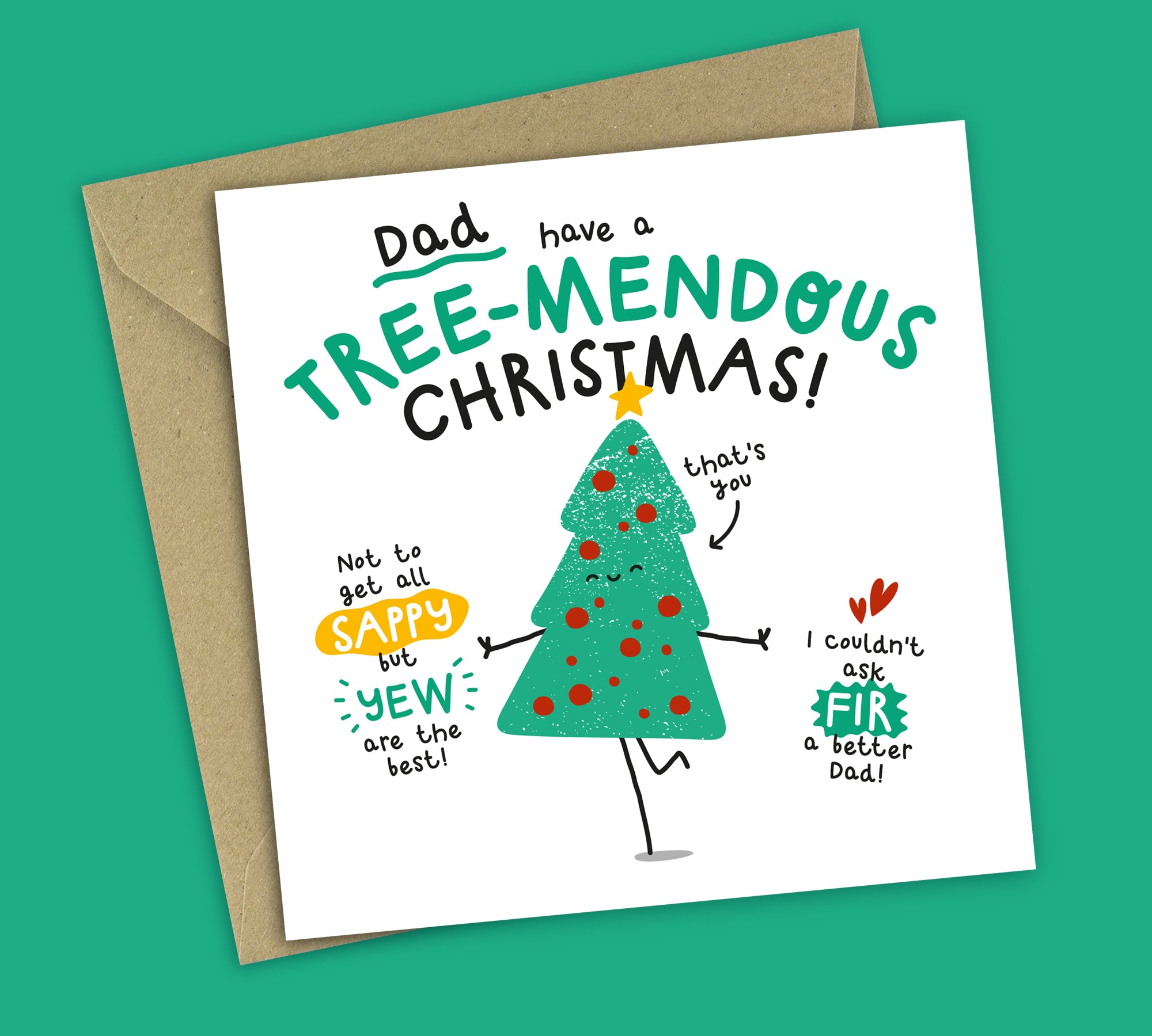 Funny Christmas Card • Tree Pun • For Dad