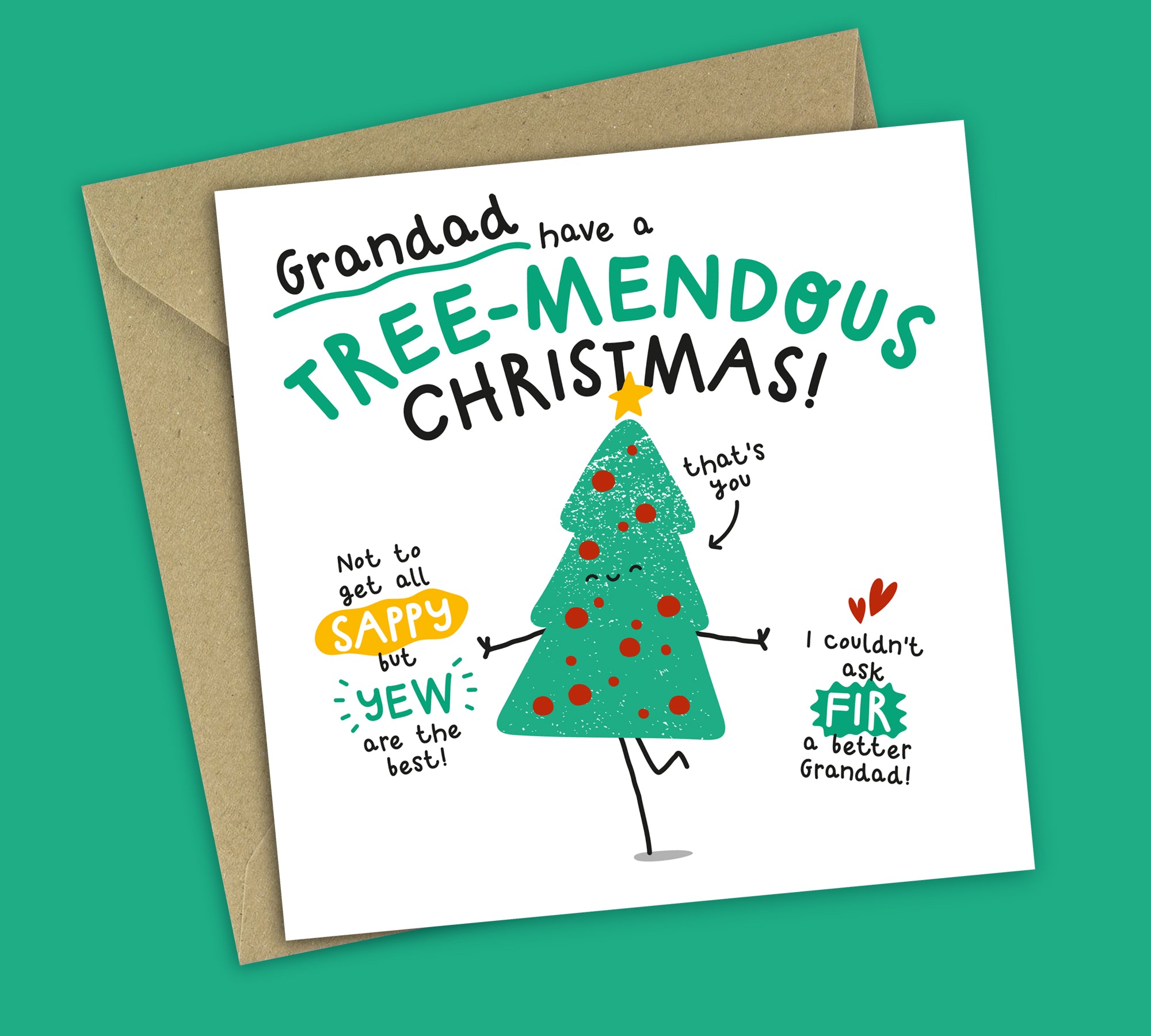 Funny Christmas Card • Tree Pun • For Grandad