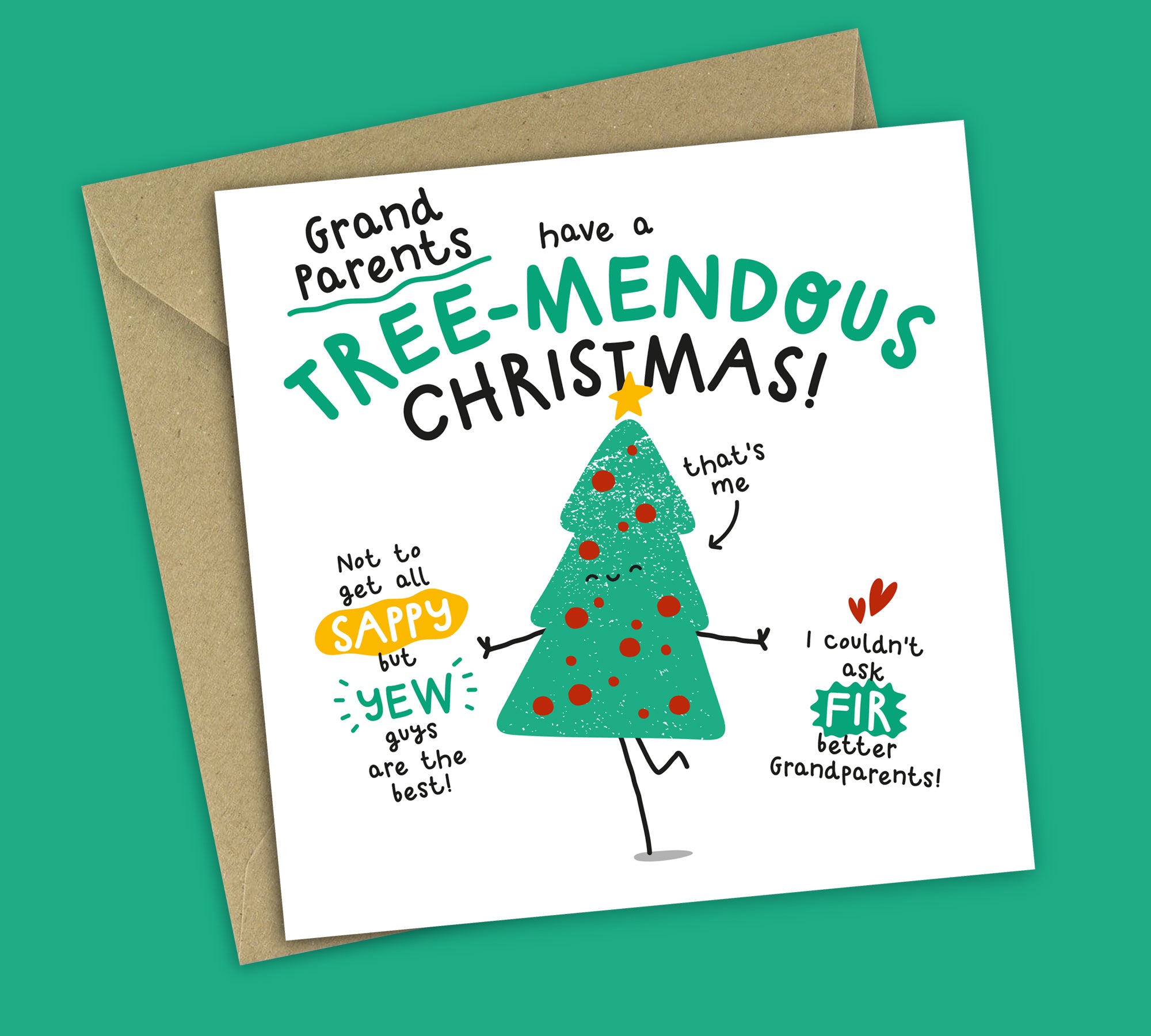 Funny Christmas Card • Tree Pun • For Grandparents