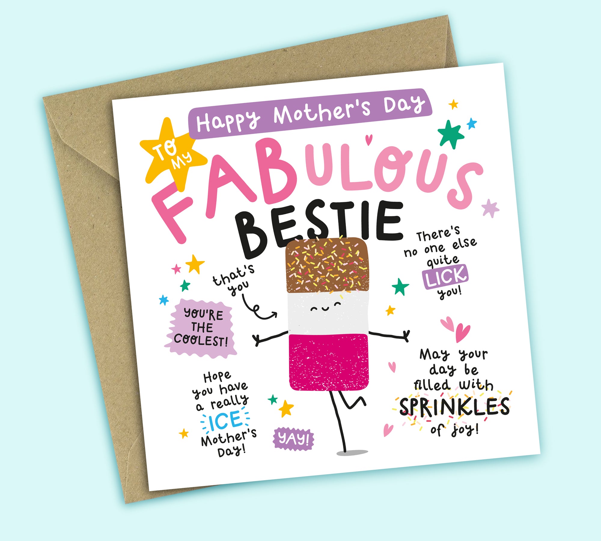Funny Mother's Day Card • To My Fabulous Bestie • Ice Lolly Pun • For Bestie