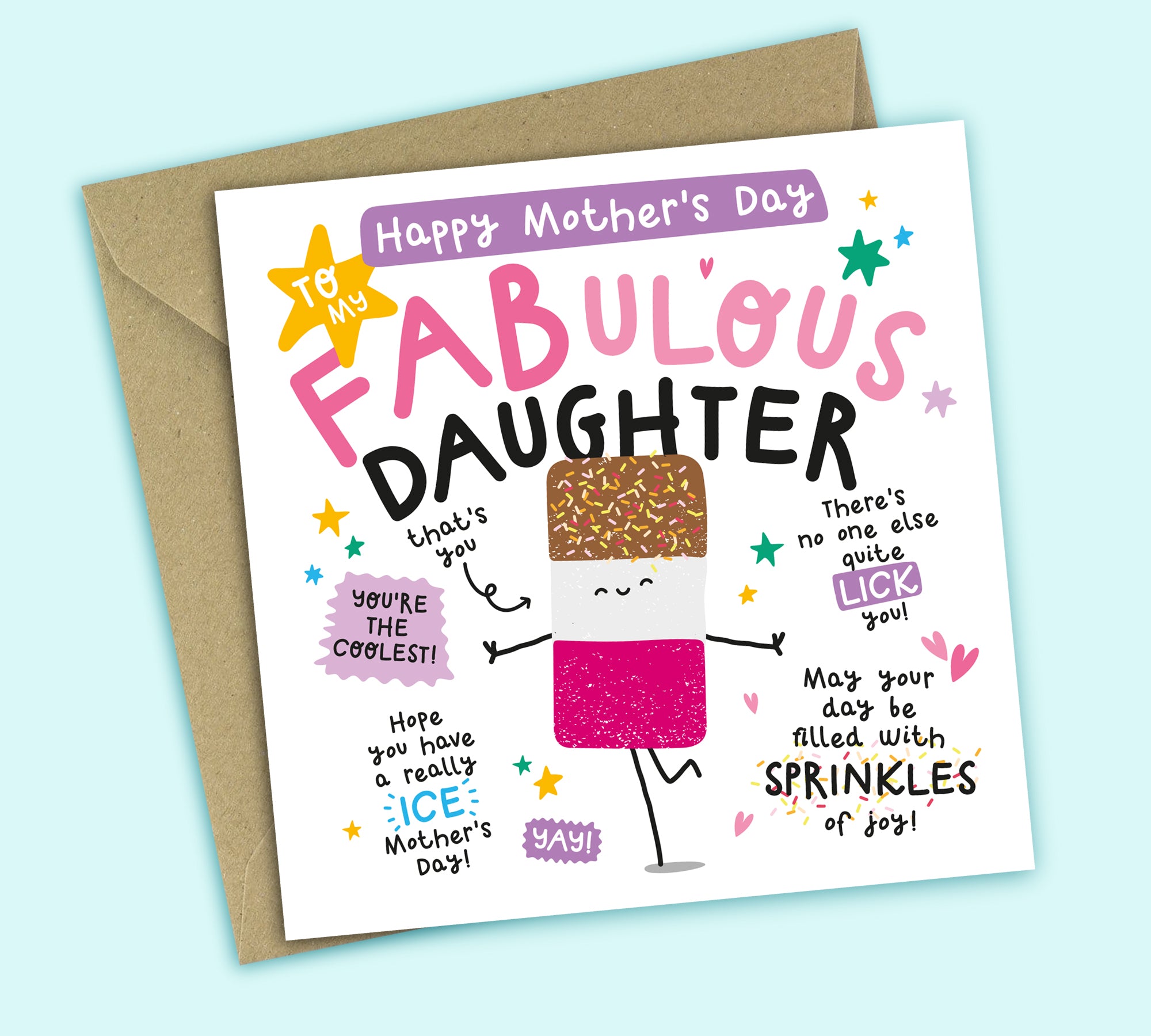 Funny Mother's Day Card • To My Fabulous Daughter • Ice Lolly Pun • For Daughter