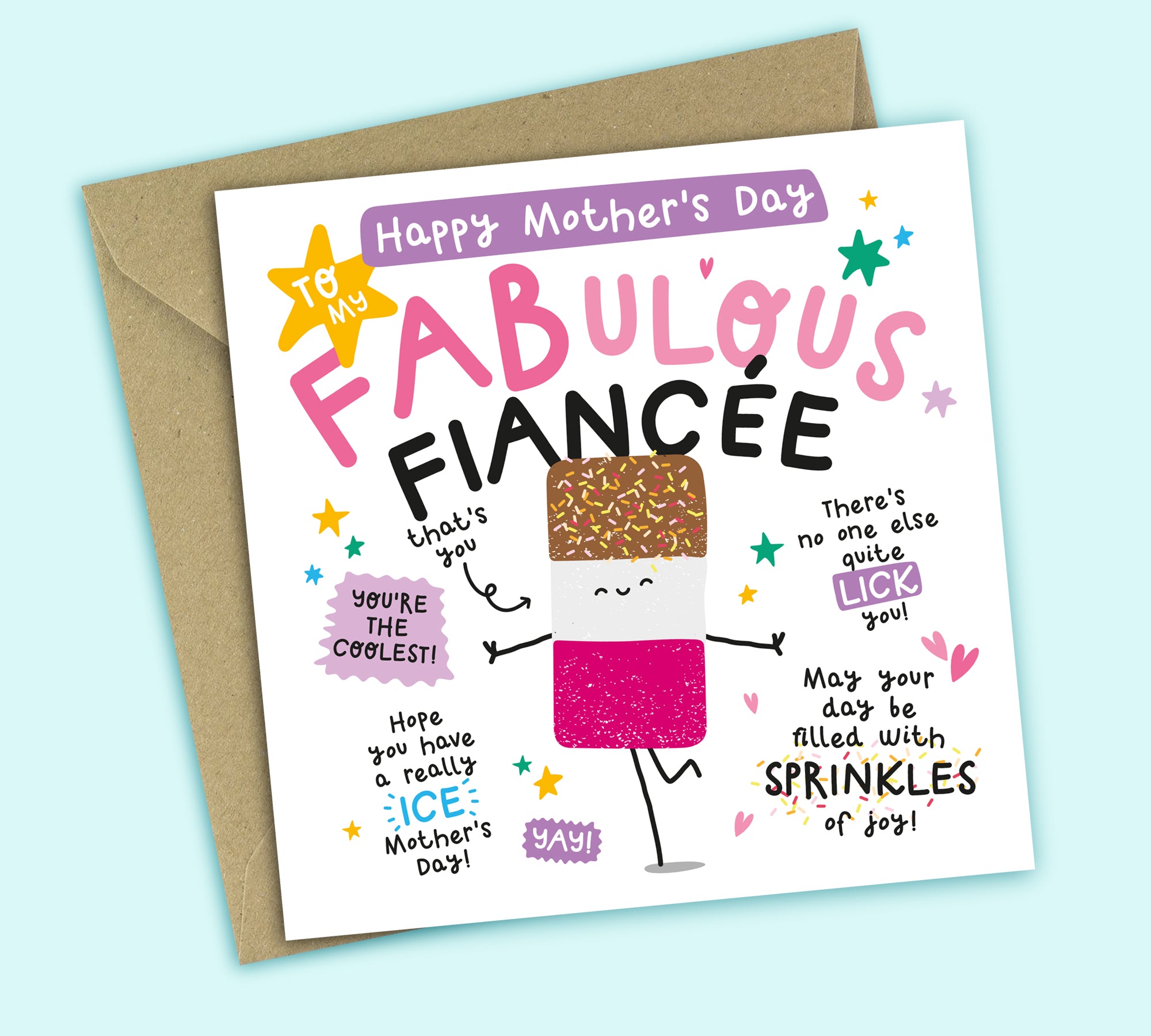 Funny Mother's Day Card • To My Fabulous Fiancée • Ice Lolly Pun • For Fiancée