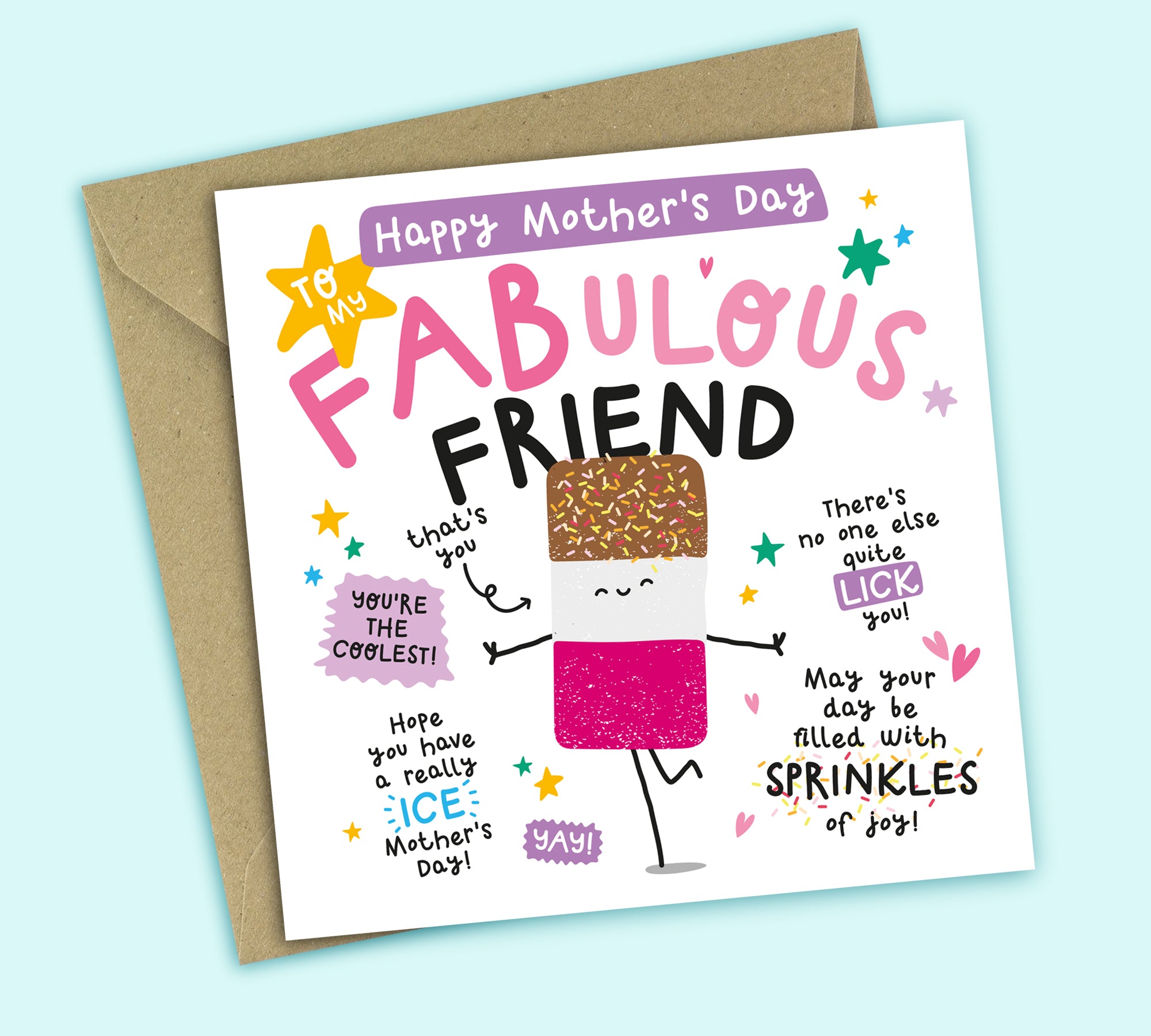 Funny Mother's Day Card • To My Fabulous Friend • Ice Lolly Pun • For Friend