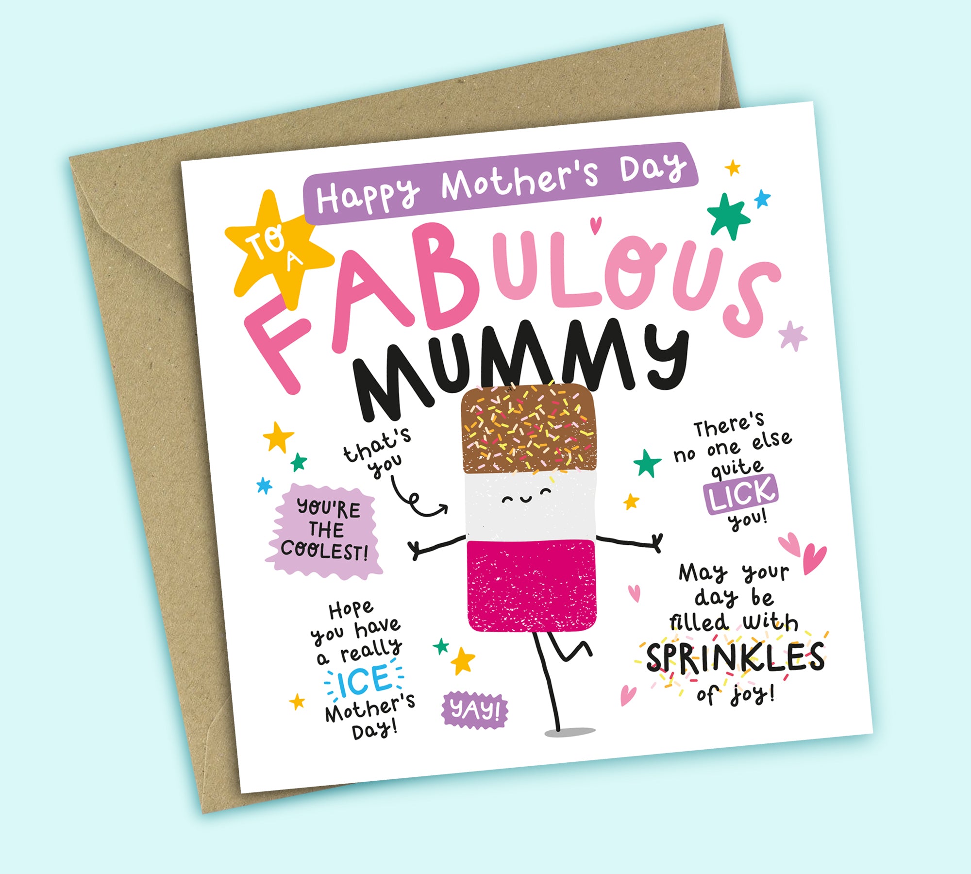 Funny Mother's Day Card • To A Fabulous Mummy • Ice Lolly Pun • For Mummy