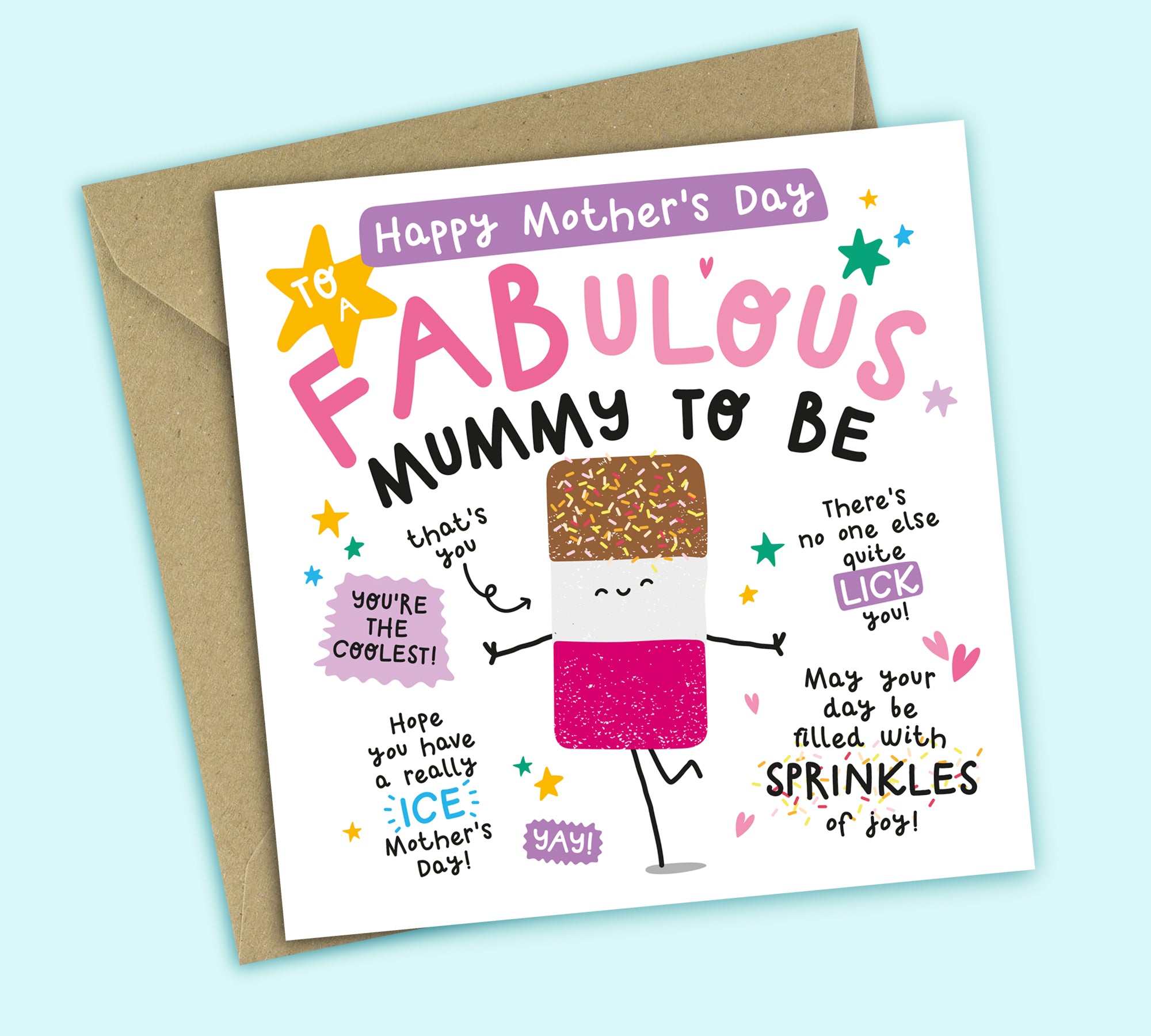 Funny Mother's Day Card • To A Fabulous Mummy To Be • Ice Lolly Pun • For Mummy To Be