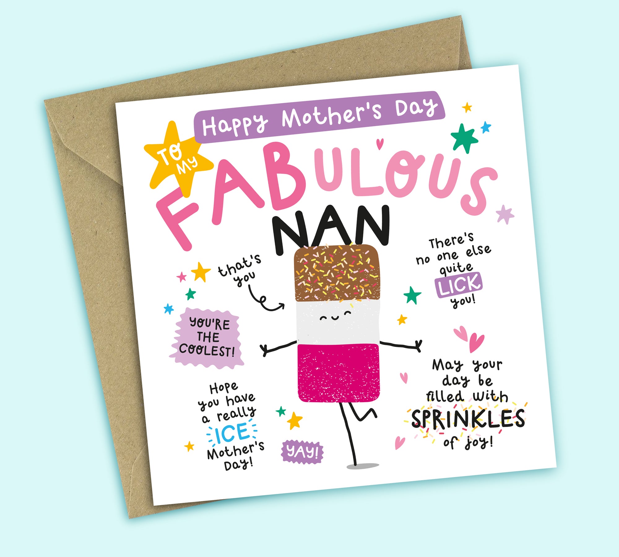 Funny Mother's Day Card • To My Fabulous Nan • Ice Lolly Pun • For Nan
