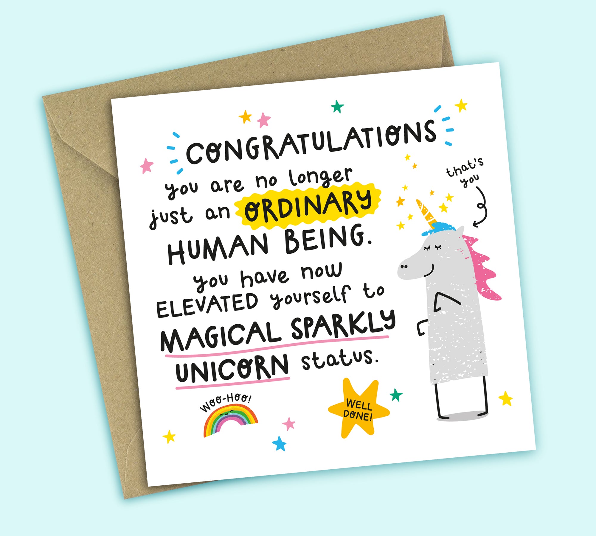Funny Congratulations Card • Sparkly Unicorn Status
