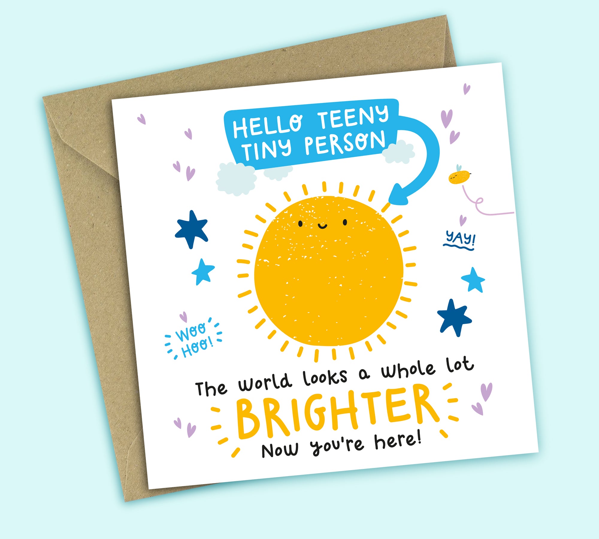 Funny New Baby Card • The World Looks Brighter • Baby Boy • Congratulations