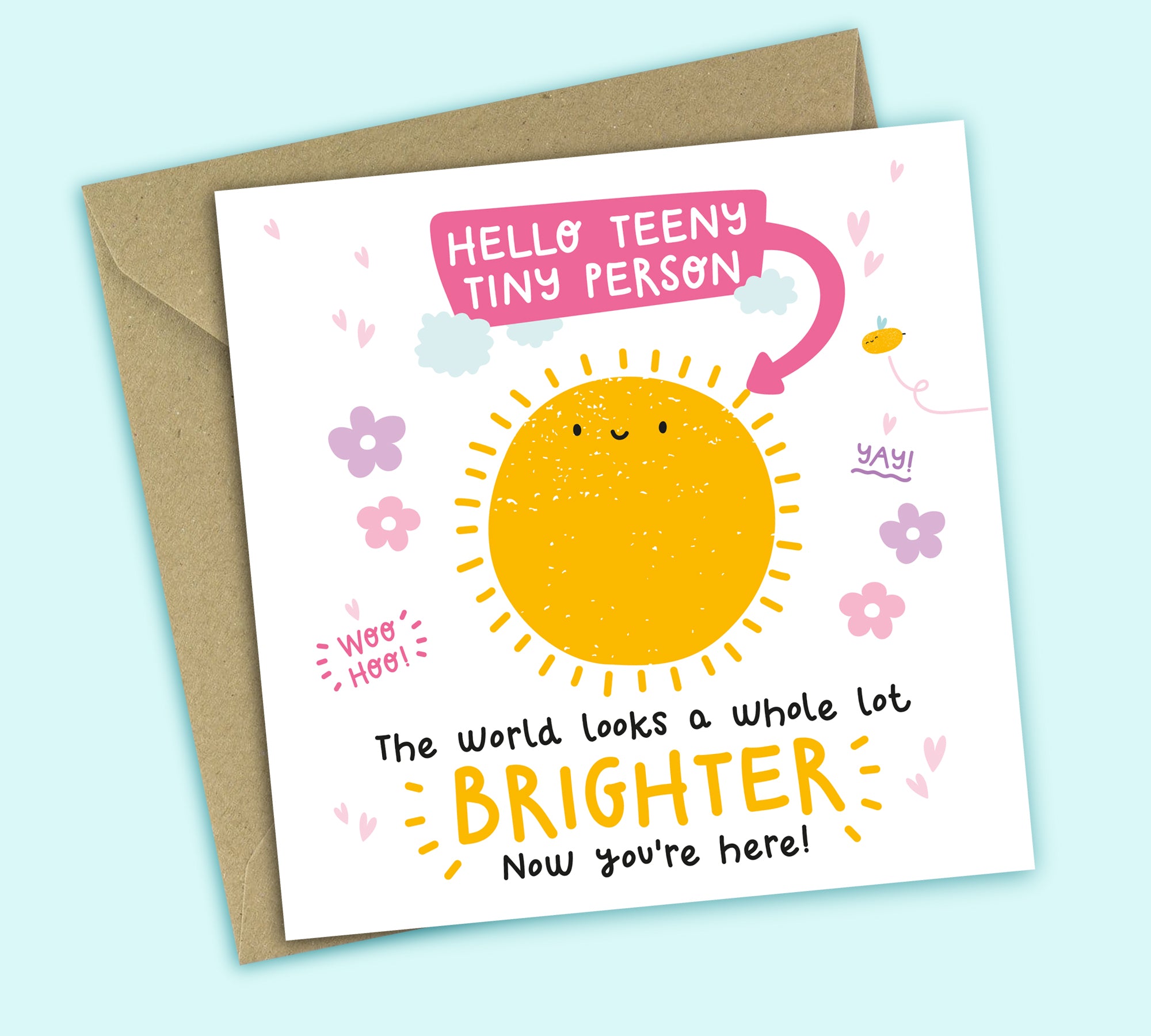 Funny New Baby Card • The World Looks Brighter • Baby Girl • Congratulations