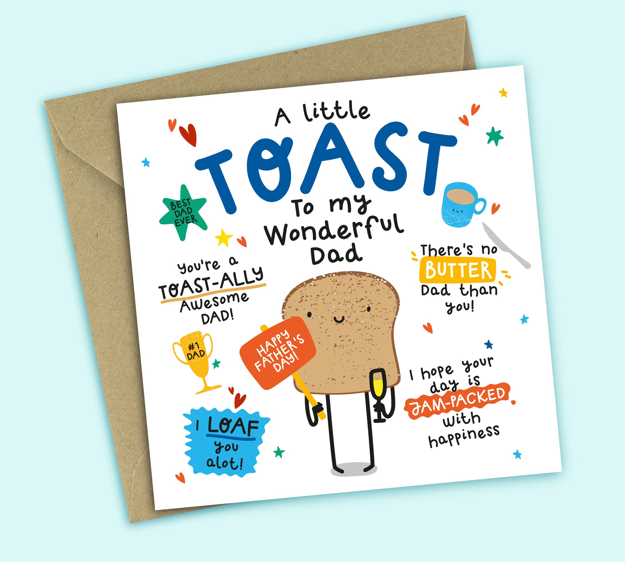 Funny Father's Day Card • A Little Toast to My Wonderful Dad • Toast Joke • For Dad