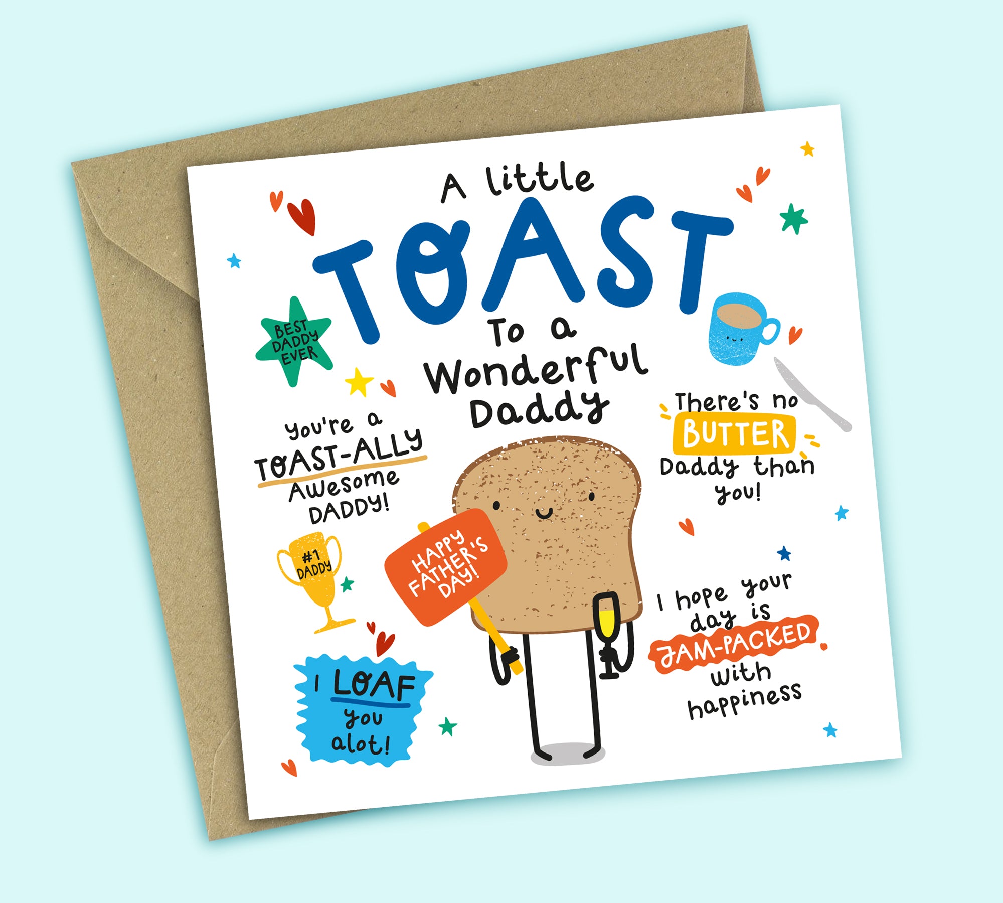 Funny Father's Day Card • A Little Toast To A Wonderful Daddy • Toast Joke • For Daddy