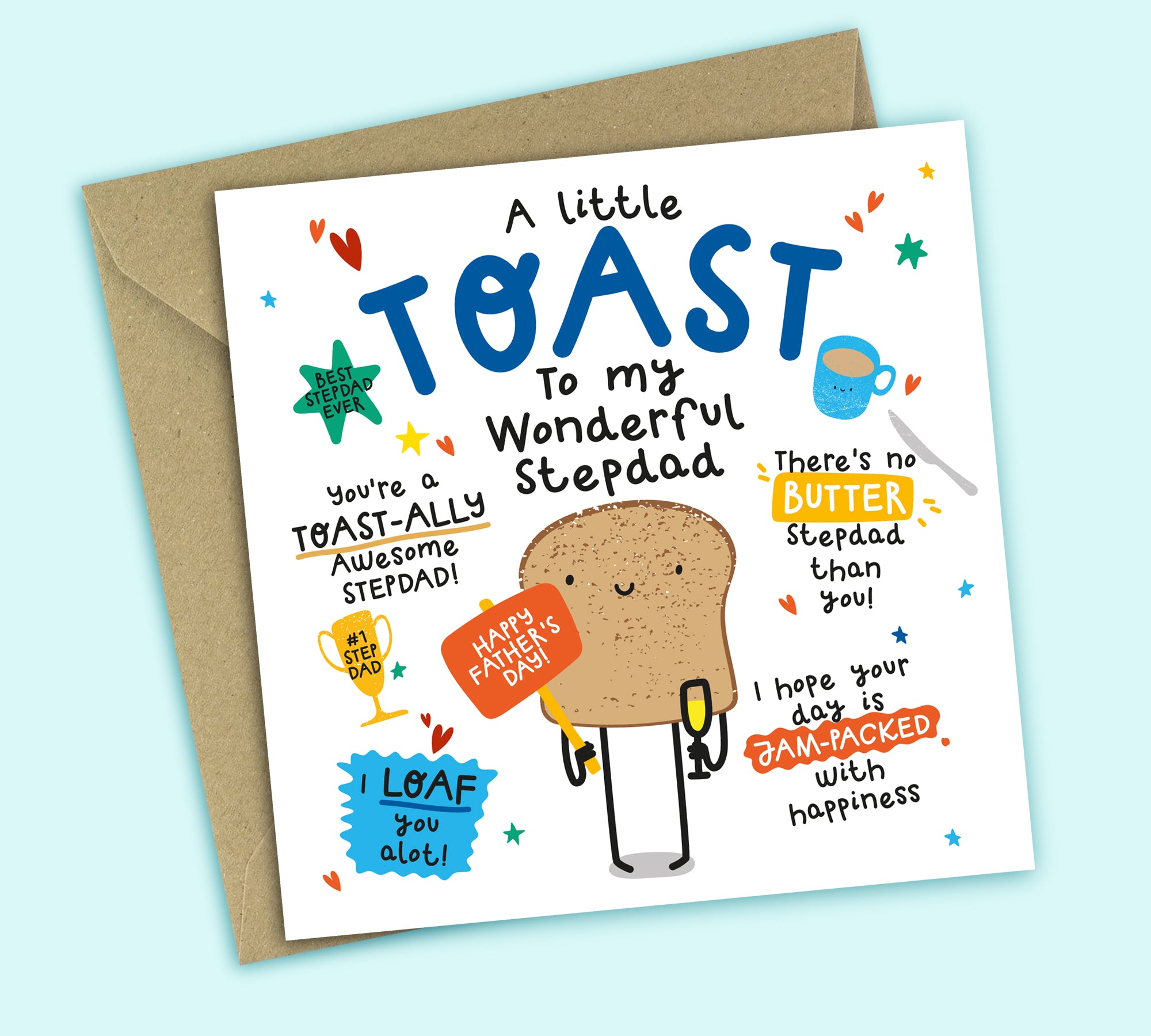 Funny Father's Day Card • A Little Toast To My Wonderful Stepdad • Toast Joke • For Stepdad